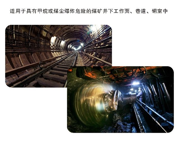 该款巷道灯可适用于甲烷或煤尘爆炸危险的煤矿井下工作面、巷道、硐室中；