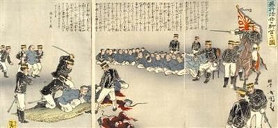 日本浮世绘:日军斩杀清军俘虏