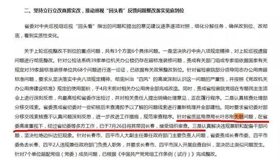△中央纪委官网的吉林“回头看”整改报告