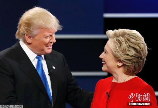 当地时间9月26日晚，美国大选首场总统候选人辩论登场，希拉里特朗普亮相会场。