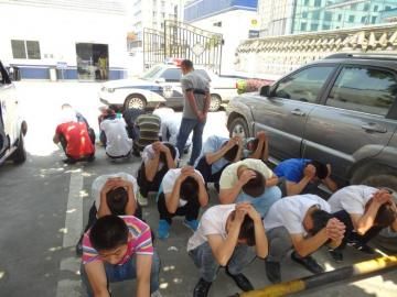 被都江堰警方抓获的部分传销组织成员