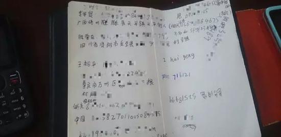 笔记本上记录网友信息