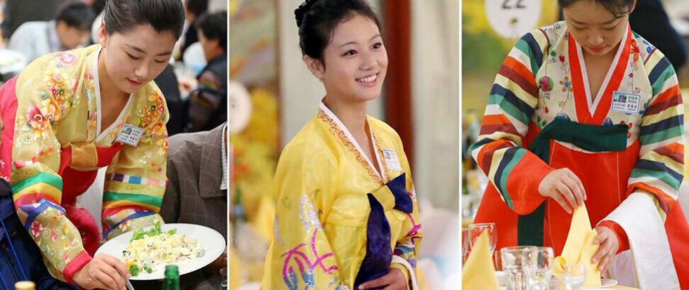 离散家属宴会朝鲜美女服务员抢眼